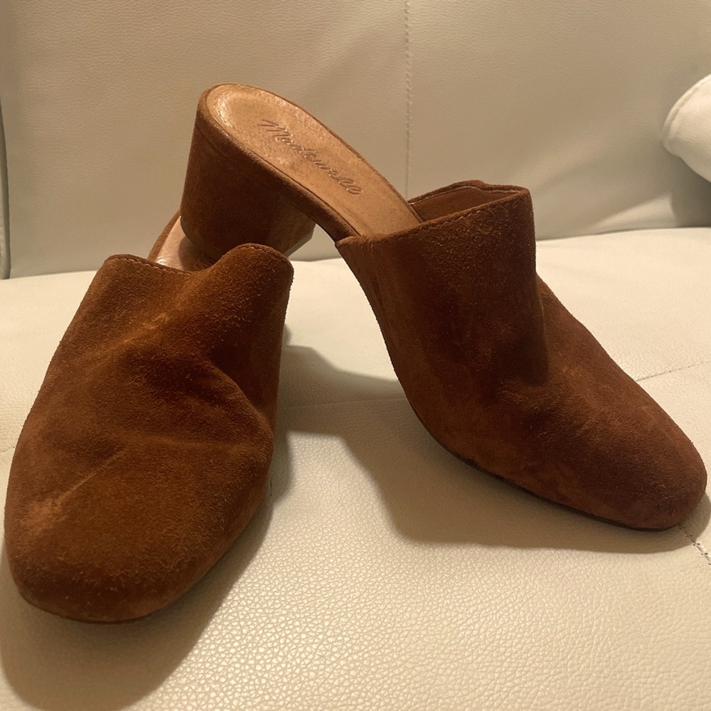 ⭐️sold⭐️ Madewell Harper slip on mules 2 inch block heel- genuine leather suede.